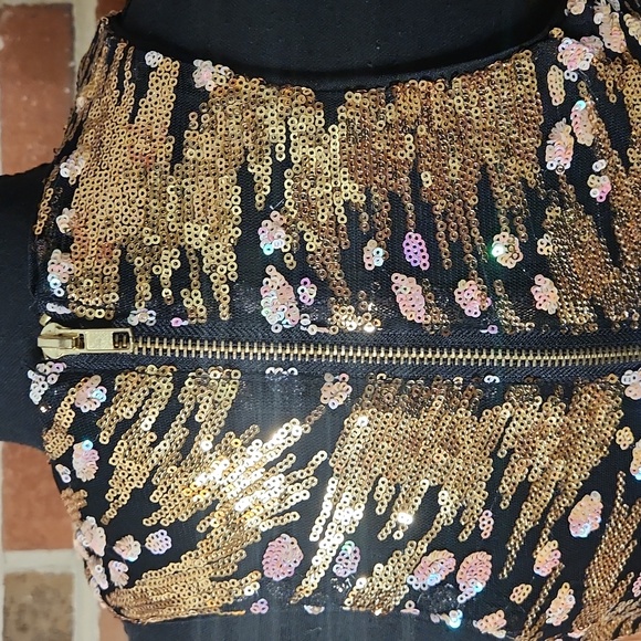 Gianni Bini Gold and Black Sequine Dress, Size Small - Picture 3 of 5